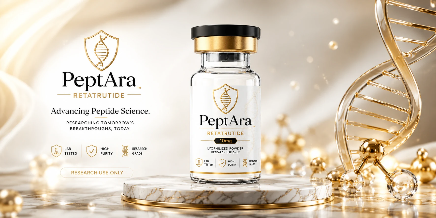 PeptAra USA — 99%+ purity, HPLC-MS verified research peptides, dispatched same day from the USA